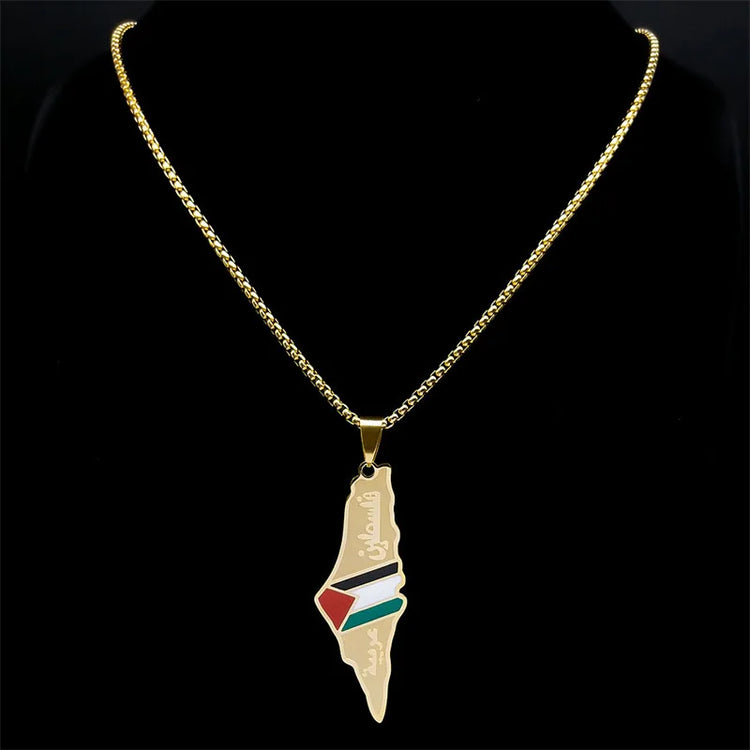 Palestine Map Necklace