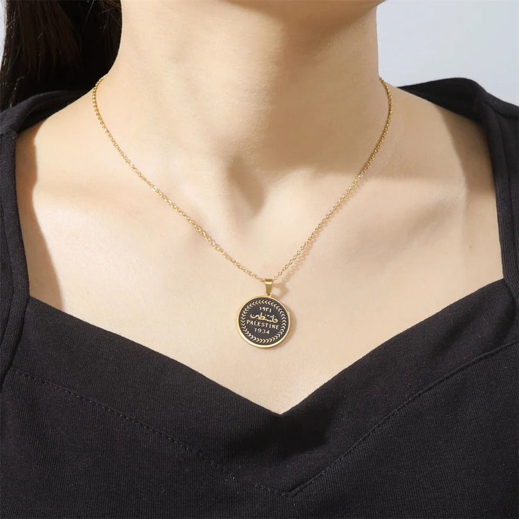 Palestine Round Pendant Necklace