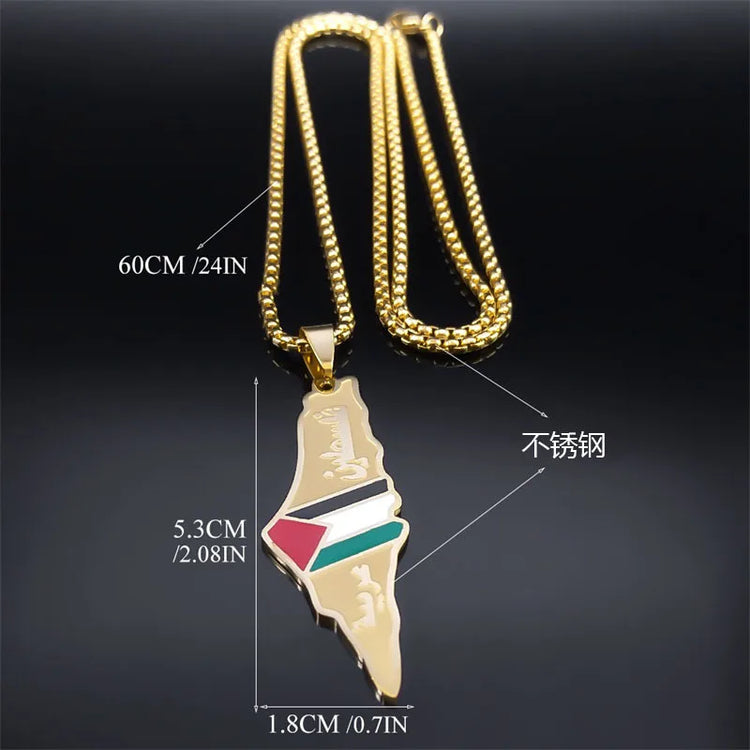 Palestine Map Necklace