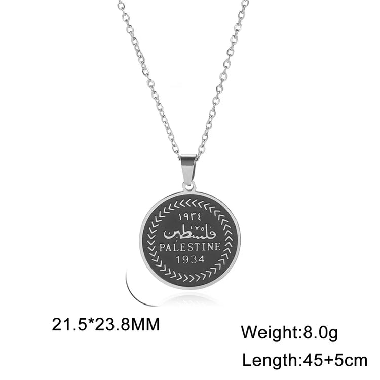 Palestine Round Pendant Necklace