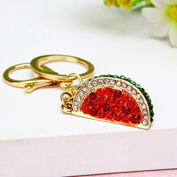 Rhinestone Watermelon Pendant Key Chain