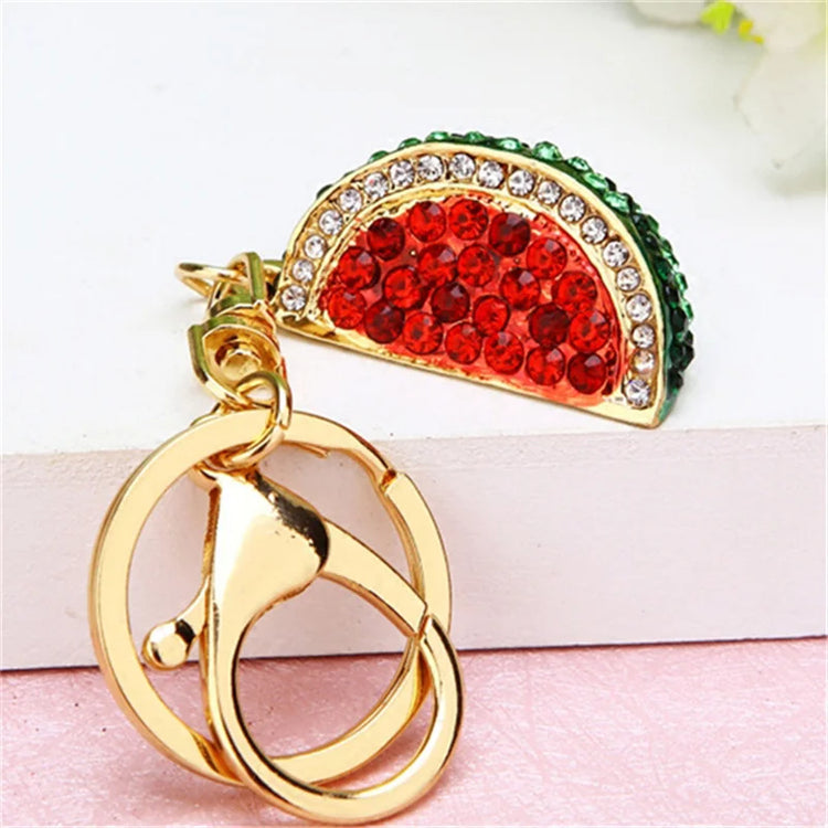 Rhinestone Watermelon Pendant Key Chain